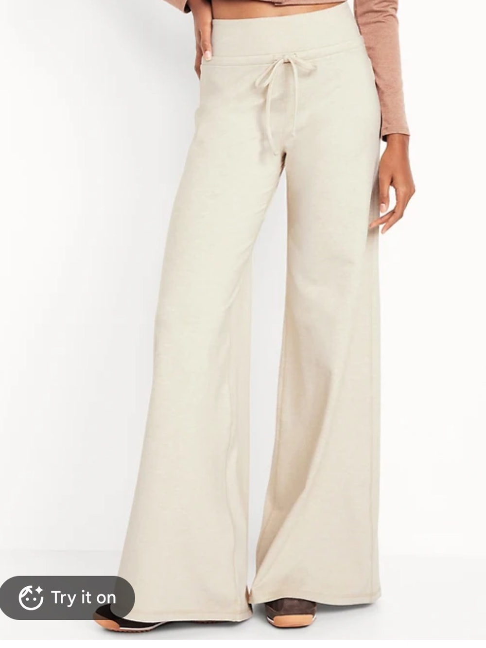 Old Navy Extra High-Waisted CloudComfy Wide-Leg Pants Size 4X NWT Beige Cream